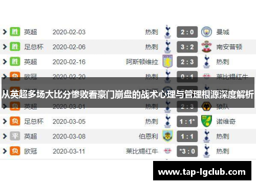 从英超多场大比分惨败看豪门崩盘的战术心理与管理根源深度解析